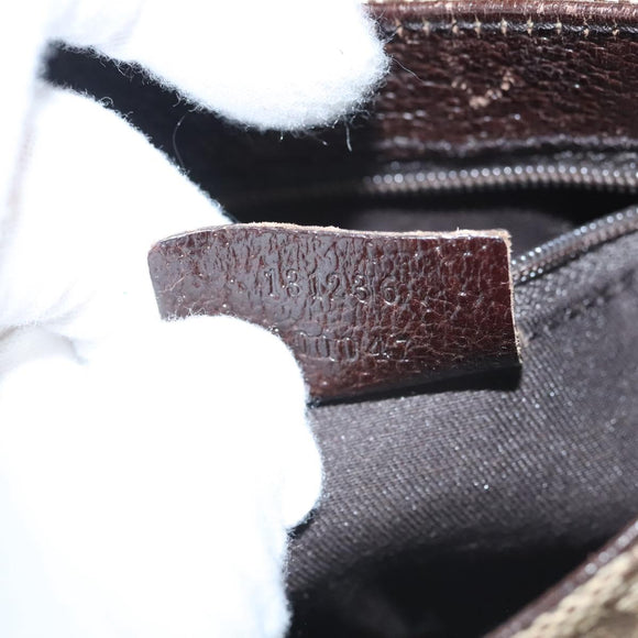 GUCCI GG Canvas Waist bag Beige Silver 131236 Auth ep8703