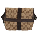 GUCCI GG Canvas Waist bag Beige Silver 131236 Auth ep8703-2