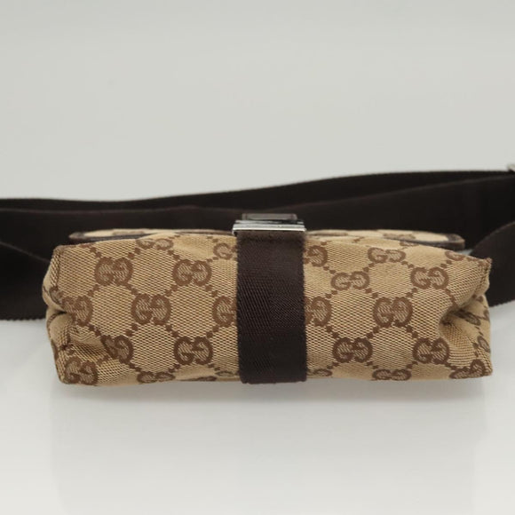 GUCCI GG Canvas Waist bag Beige Silver 131236 Auth ep8703