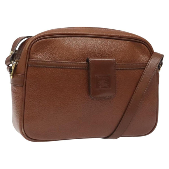 Burberrys Shoulder Bag Leather Brown Gold Auth ep8711