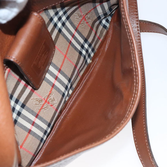 Burberrys Shoulder Bag Leather Brown Gold Auth ep8711