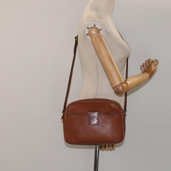 Burberrys Shoulder Bag Leather Brown Gold Auth ep8711