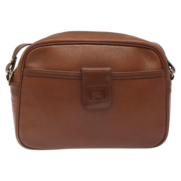 Burberrys Shoulder Bag Leather Brown Gold Auth ep8711