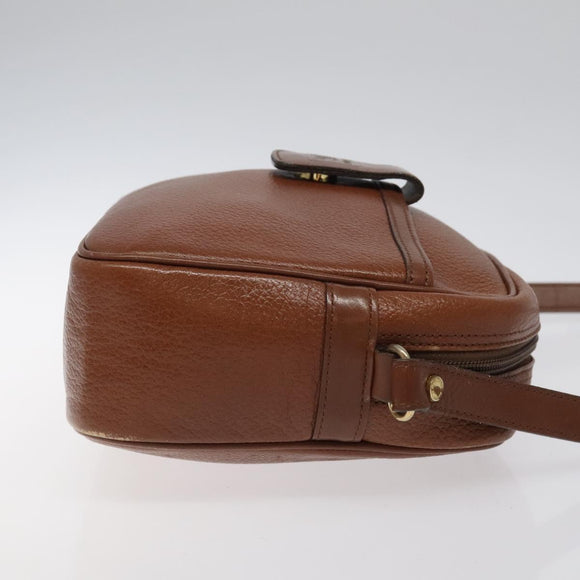 Burberrys Shoulder Bag Leather Brown Gold Auth ep8711