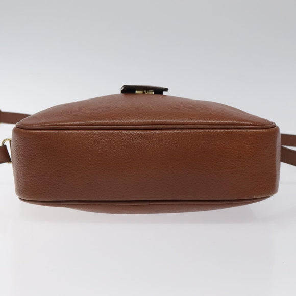 Burberrys Umhängetasche Leder Braun Gold Auth ep8711