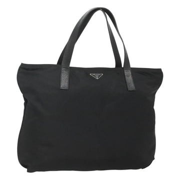 PRADA Tote Bag Nylon Black Silver Auth ep8720