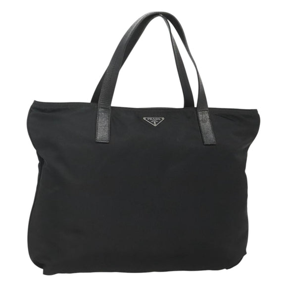 PRADA Tote Bag Nylon Black Silver Auth ep8720