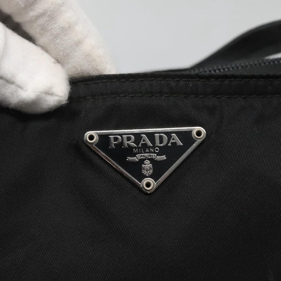PRADA Tote Bag Nylon Black Silver Auth ep8720
