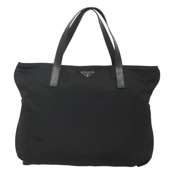 PRADA Tote Bag Nylon Black Silver Auth ep8720