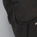 BURBERRY Nova Check Boston Bag PVC Leather Brown Silver Auth ep8729-8