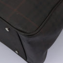 BURBERRY Nova Check Boston Bag PVC Leather Brown Silver Auth ep8729-15