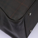 BURBERRY Nova Check Boston Bag PVC Leather Brown Silver Auth ep8729-16