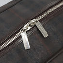 BURBERRY Nova Check Boston Bag PVC Leather Brown Silver Auth ep8729-18