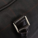 BURBERRY Nova Check Boston Bag PVC Leather Brown Silver Auth ep8729-9