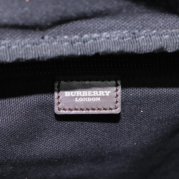 BURBERRY Nova Check Boston Bag PVC Leather Brown Silver Auth ep8729