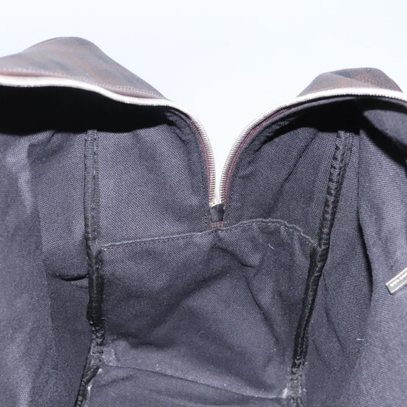 BURBERRY Nova Check Boston Bag PVC Leather Brown Silver Auth ep8729