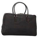 BURBERRY Nova Check Boston Bag PVC Leather Brown Silver Auth ep8729-1