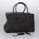 BURBERRY Nova Check Boston Bag PVC Leather Brown Silver Auth ep8729-12