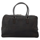 BURBERRY Nova Check Boston Bag PVC Leather Brown Silver Auth ep8729-2