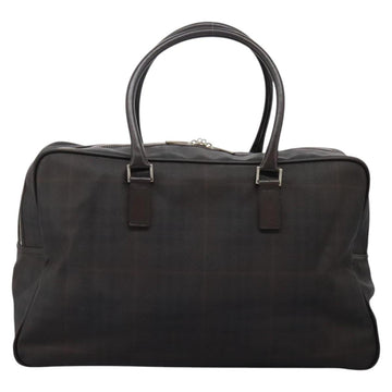 BURBERRY Nova Check Boston Bag PVC Leather Brown Silver Auth ep8729 - 0