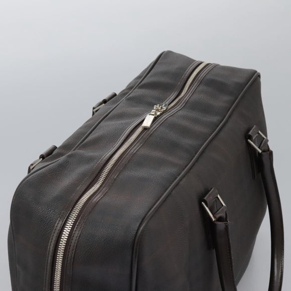 BURBERRY Nova Check Boston Bag PVC Leder Braun Silber Auth ep8729