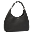 Christian Dior Maris Pearl Shoulder Bag Leather Black Silver Auth ep8734-1