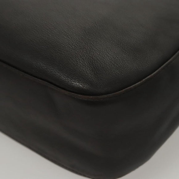Christian Dior Maris Pearl Shoulder Bag Leather Black Silver Auth ep8734