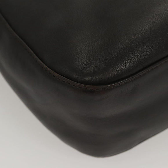 Christian Dior Maris Pearl Shoulder Bag Leather Black Silver Auth ep8734