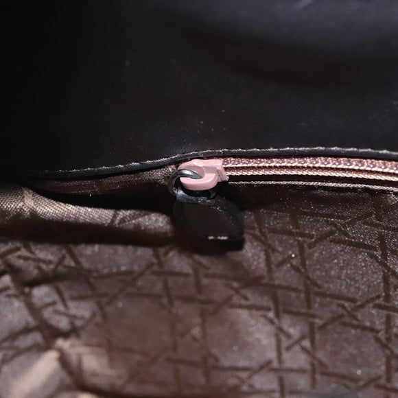 Christian Dior Maris Pearl Shoulder Bag Leather Black Silver Auth ep8734