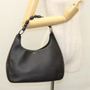 Christian Dior Maris Pearl Shoulder Bag Leather Black Silver Auth ep8734-22