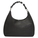 Christian Dior Maris Pearl Shoulder Bag Leather Black Silver Auth ep8734-2
