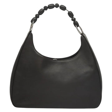 Christian Dior Maris Pearl Shoulder Bag Leather Black Silver Auth ep8734 - 0