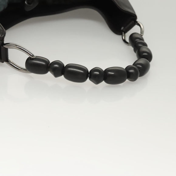 Christian Dior Maris Pearl Shoulder Bag Leather Black Silver Auth ep8734