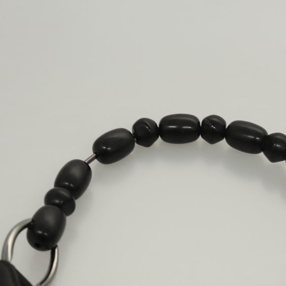 Christian Dior Maris Pearl Shoulder Bag Leather Black Silver Auth ep8734