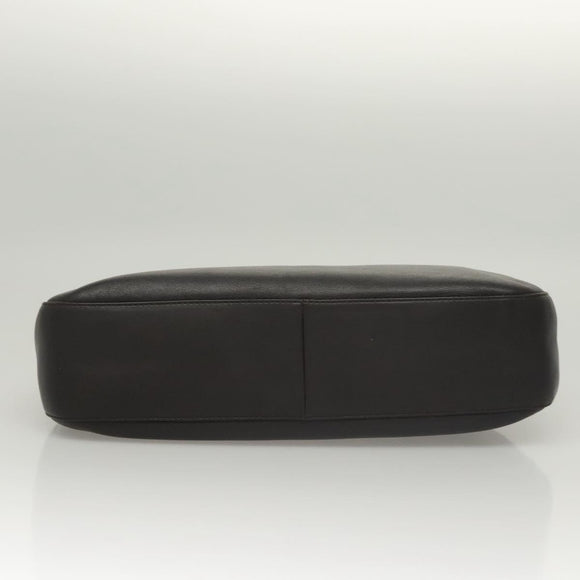 Christian Dior Maris Pearl Shoulder Bag Leather Black Silver Auth ep8734