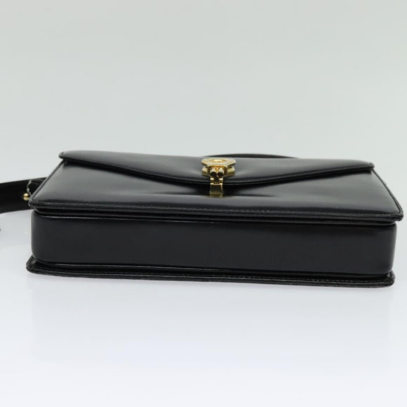 GUCCI Shoulder Bag Leather Black Gold 001 109 0436 Auth ep8756