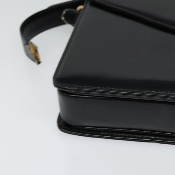 GUCCI Shoulder Bag Leather Black Gold 001 109 0436 Auth ep8756