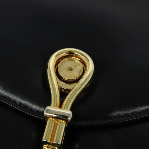 GUCCI Shoulder Bag Leather Black Gold 001 109 0436 Auth ep8756