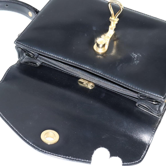 GUCCI Shoulder Bag Leather Black Gold 001 109 0436 Auth ep8756