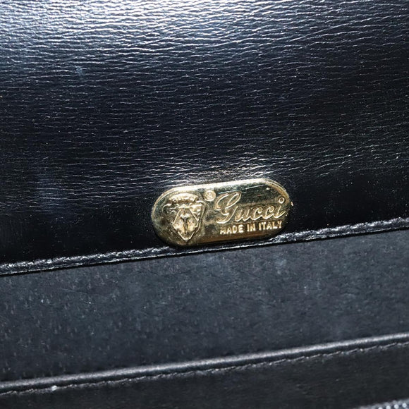 GUCCI Shoulder Bag Leather Black Gold 001 109 0436 Auth ep8756