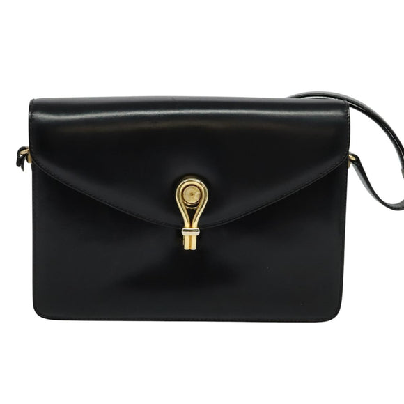 GUCCI Shoulder Bag Leather Black Gold 001 109 0436 Auth ep8756