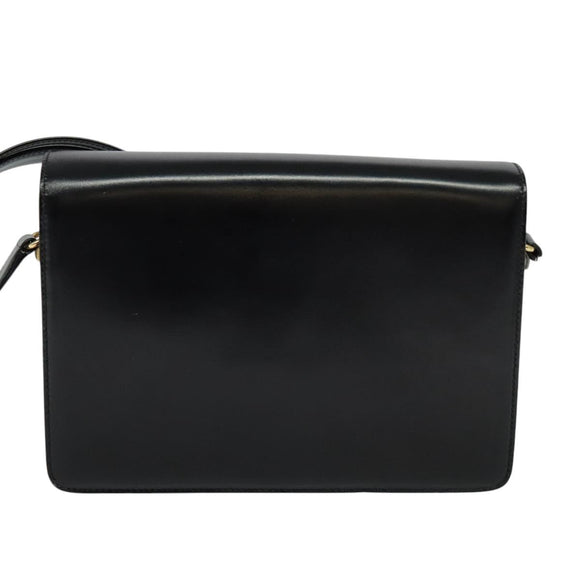 GUCCI Shoulder Bag Leather Black Gold 001 109 0436 Auth ep8756