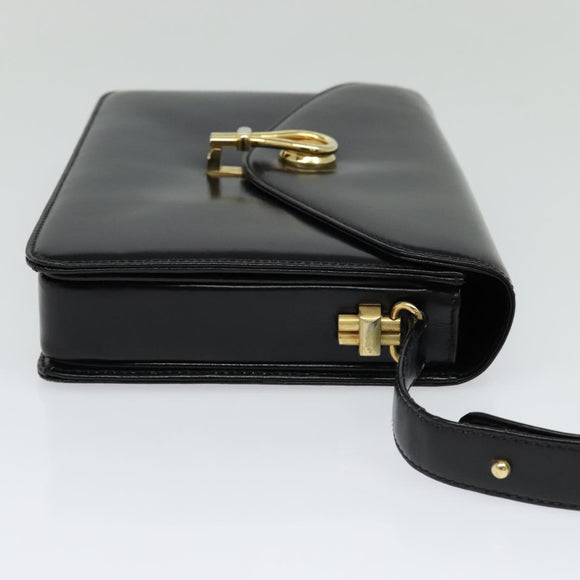 GUCCI Shoulder Bag Leather Black Gold 001 109 0436 Auth ep8756