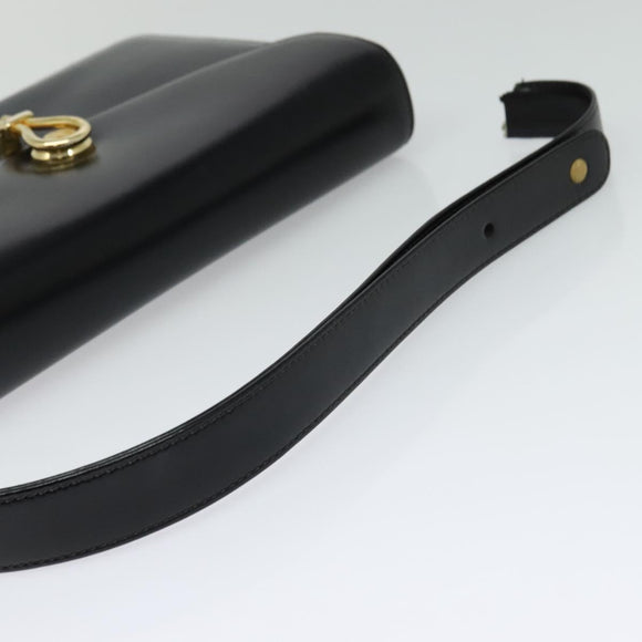 GUCCI Shoulder Bag Leather Black Gold 001 109 0436 Auth ep8756