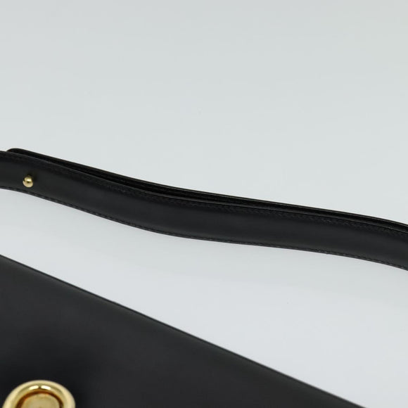 GUCCI Shoulder Bag Leather Black Gold 001 109 0436 Auth ep8756