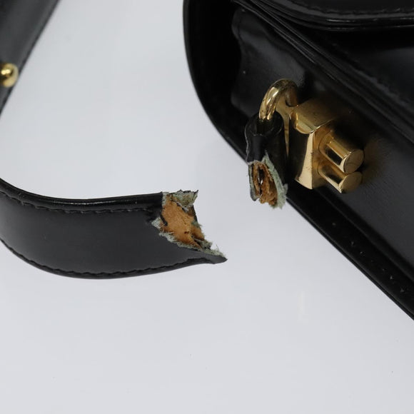 GUCCI Shoulder Bag Leather Black Gold 001 109 0436 Auth ep8756