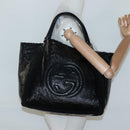 GUCCI Soho Hand Bag Enamel Black 282309 Auth ep8760-27