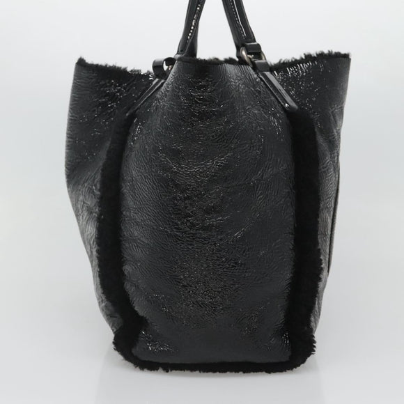 GUCCI Soho Hand Bag Enamel Black 282309 Auth ep8760