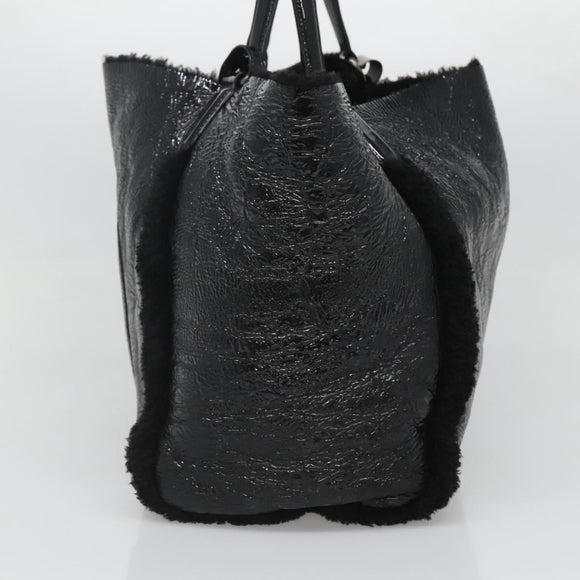 GUCCI Soho Hand Bag Enamel Black 282309 Auth ep8760