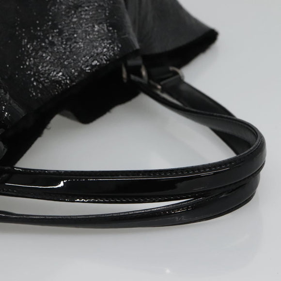 GUCCI Soho Hand Bag Enamel Black 282309 Auth ep8760